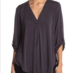 Lush Black Roll Up Sleeve Top